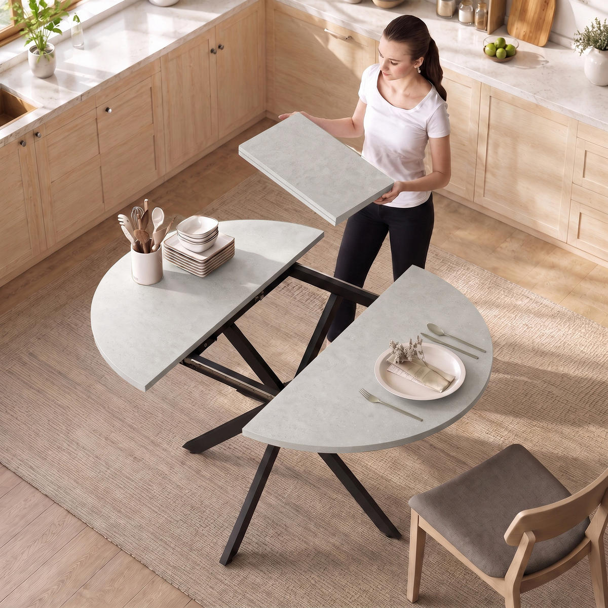 ESSTISCH Grau ausziehbar 135/100/75 cm - Grau, Metall (135/100/75cm) - PANGIVO