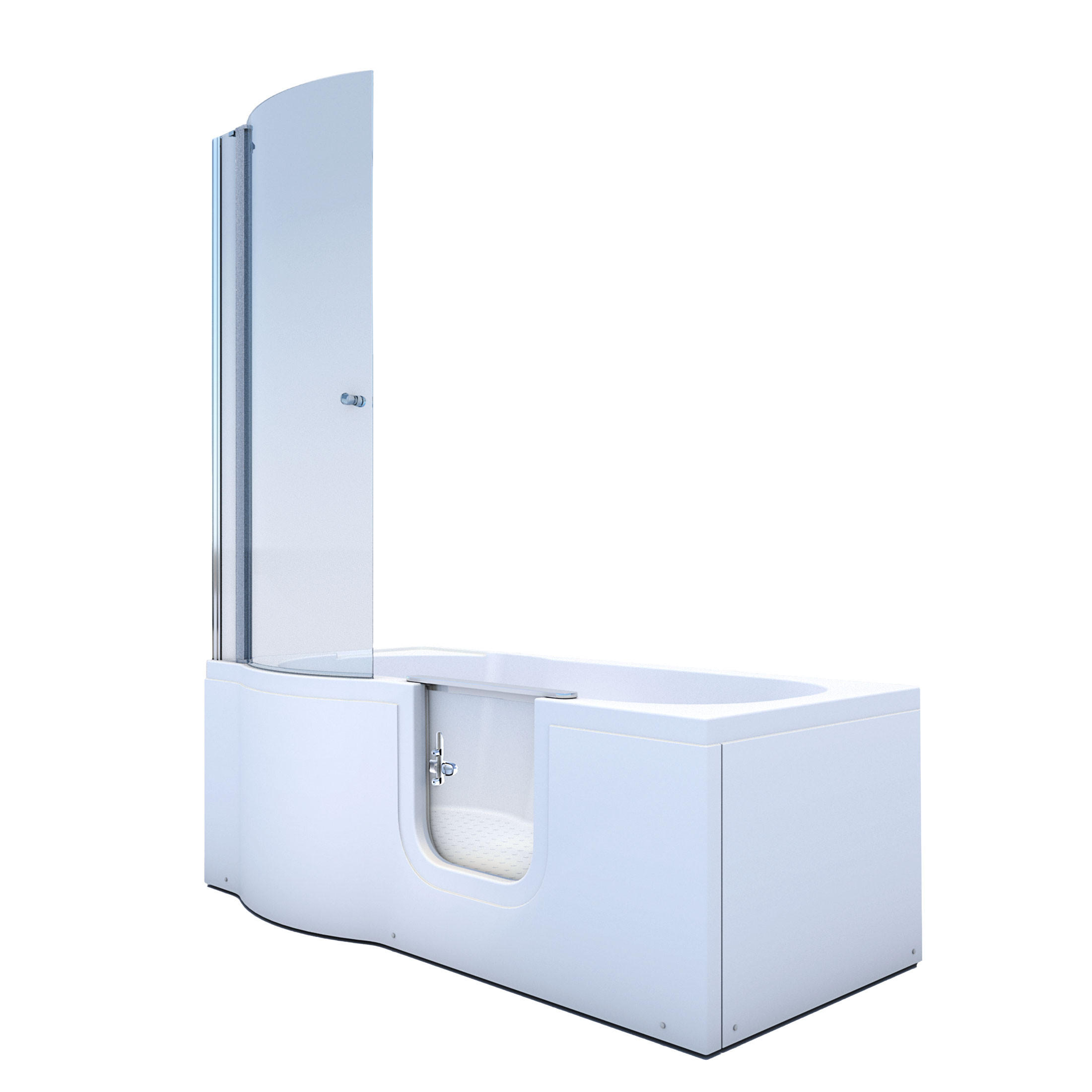 SENIORENDUSCHE Sitzwanne mit Tür S12D-R-EC 85x170 cm - Weiß, Glas/Kunststoff (85/170/200cm) - AcquaVapore by Sandra Jentho