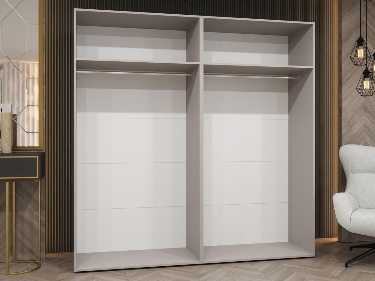 DREHTÜRENSCHRANK Mila II 200 - Kaschmir/Schwarz, Holzwerkstoff/Kunststoff (200/202/52cm) - MIRJAN24