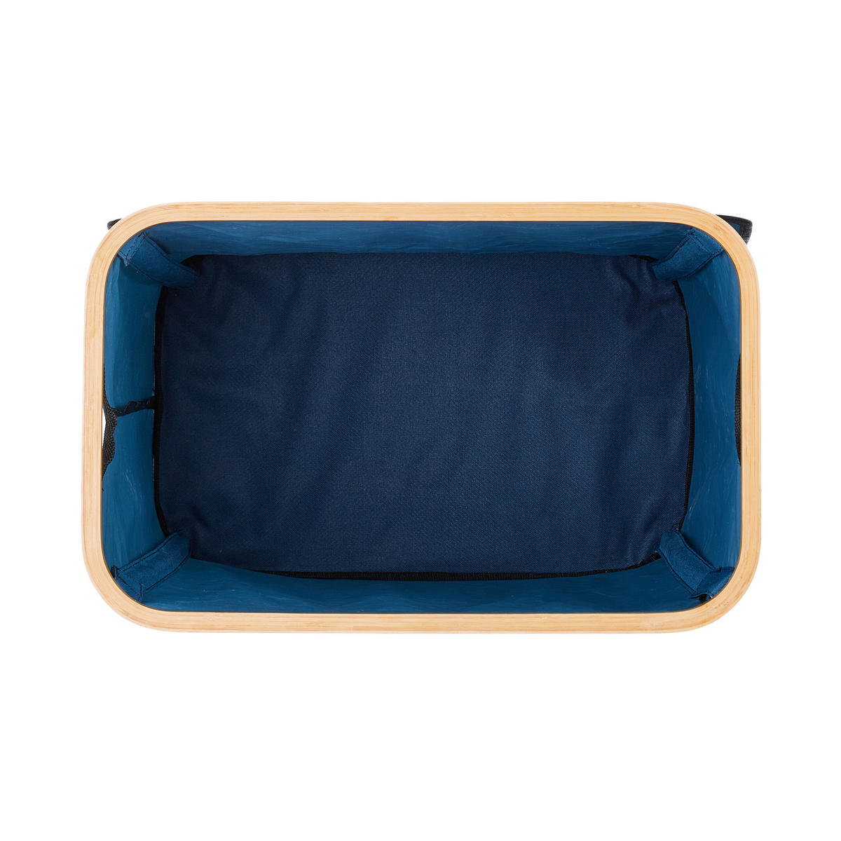 WÄSCHEKORB - Dunkelblau, Holz/Textil (54/75/34cm) - Relaxdays