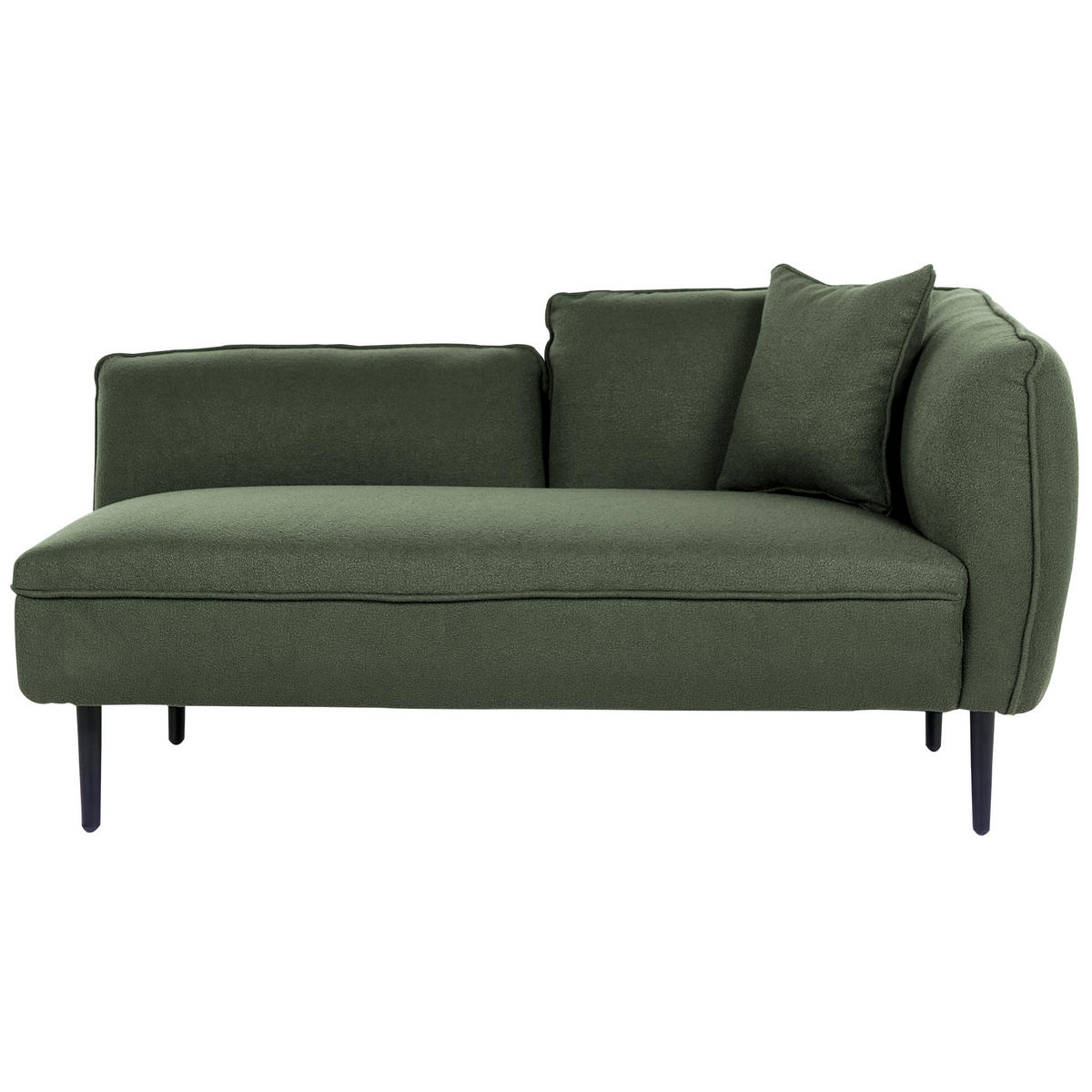 CHAISELONGUE Bouclé dunkelgrün rechtsseitig Chevannes - Schwarz/Grün, Textil (138/74/77cm) - Beliani