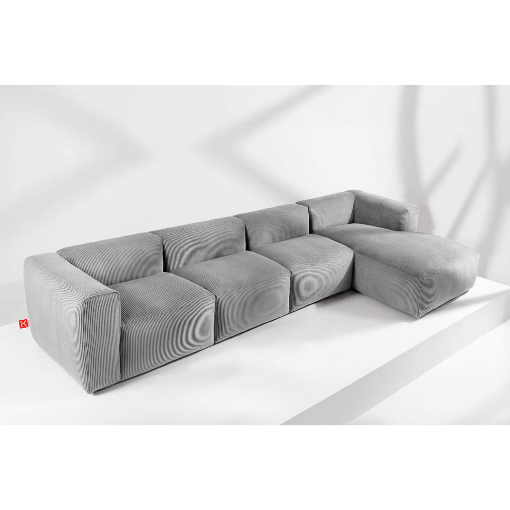 Thumbnail - Konsimo® Eckmodulsofa-Rechts, Hellgrau, Textil, Eckteil,Freiform, 377x180 cm, Wohnzimmer, Sofas & Couches, Wohnlandschaf...