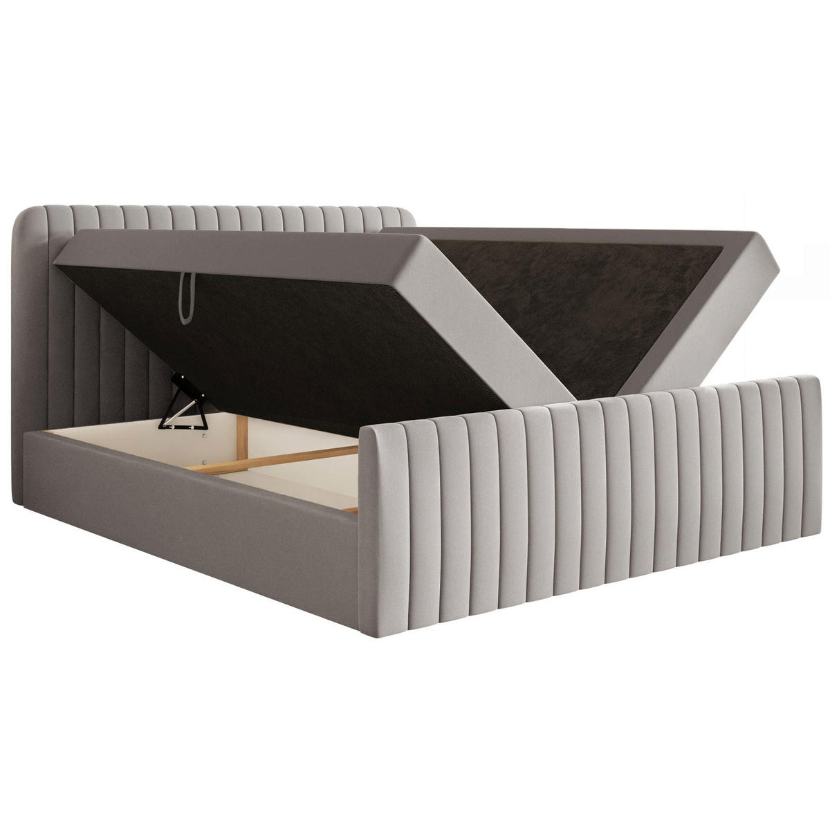 BOXBETT Saliano mit Topper und Chenille-Bezug Greige, 160x200 cm - Taupe, Kunststoff/Textil (160/200cm) - Selsey