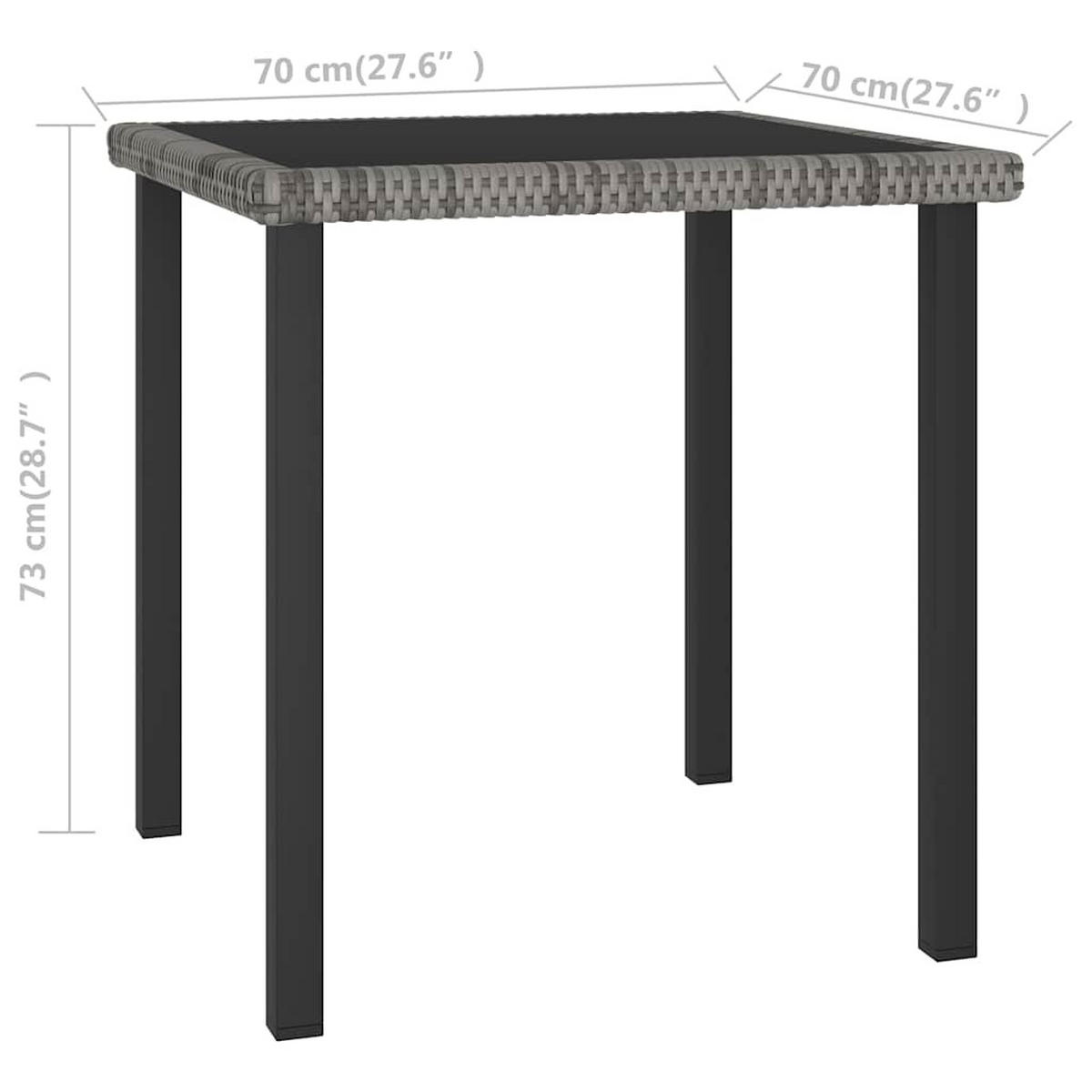 GARTEN-ESSTISCH Grau 70/70/73 Cm Poly Rattan - Grau, Kunststoff (70/70/73cm) - vidaXL