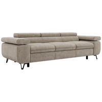 TŘÍMÍSTNÁ POHOVKA PETER 3 - Šedobéžová Štruktúrovaná látka - černá/šedobéžová, kov/textil (262/76/99cm) - MKS