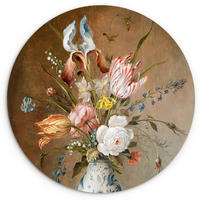 WANDBILD Stilleben mit Blumen - Balthasar van der Ast - Malerei 150x150 cm - Sandfarben, Kunststoff (150/150cm) - MuchoWow
