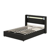 POLSTERBETT 140/200 cm Schwarz mit LED-Beleuchtung und Bluetooth-Player - Schwarz, Kunststoff (140/200cm) - OKWISH