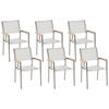 GARTENSTUHL 6er-Set weiß Edelstahl Grosseto - Hellbraun/Silberfarben, Metall (55/87/58cm) - Beliani