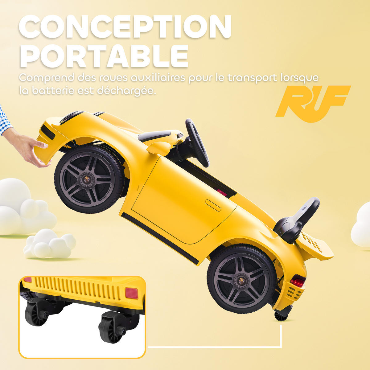 ELEKTRO-KINDERAUTO DE-13073 Fernbedienung Gelb - Gelb, Kunststoff (103/55/44cm) - ComfortXL