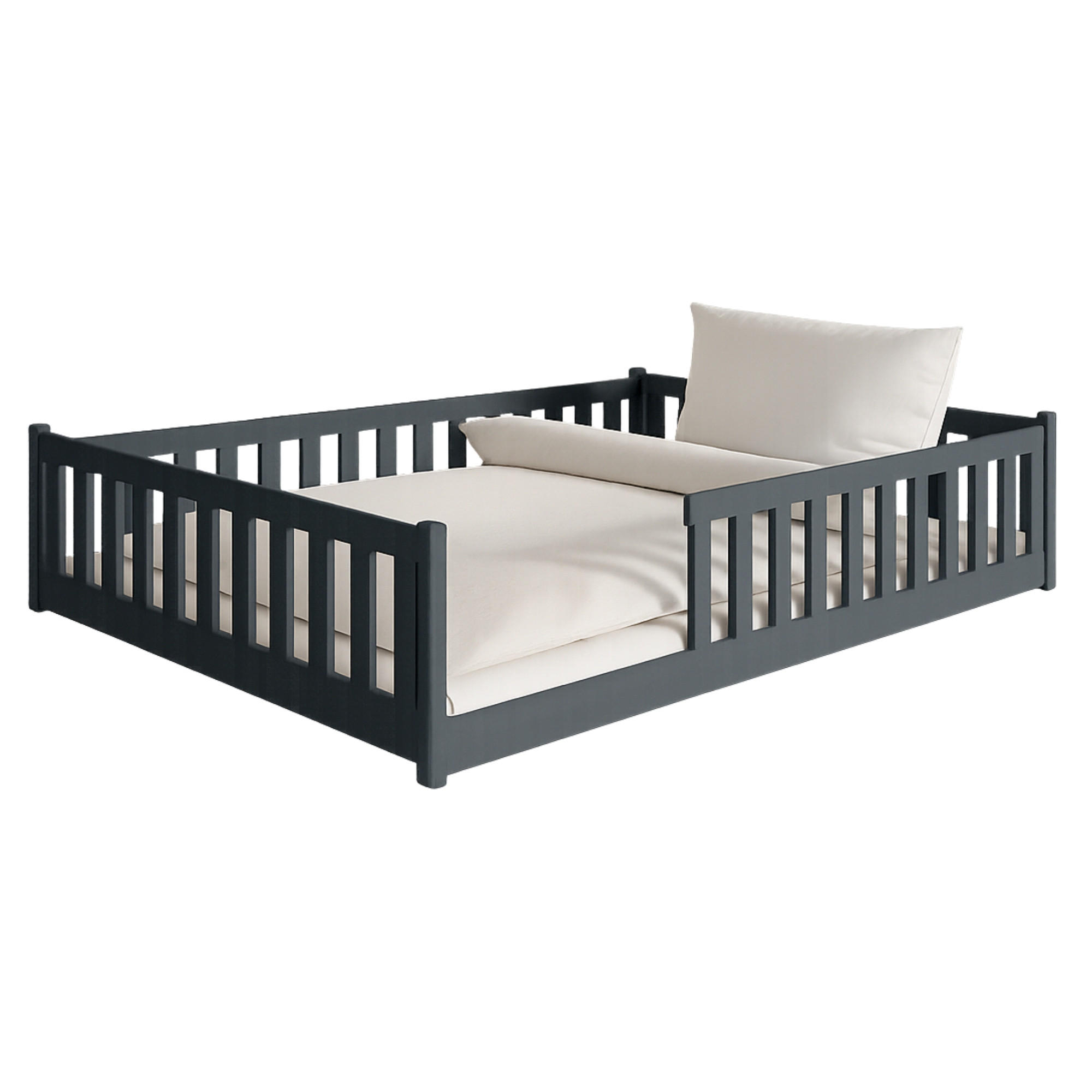 BODENBETT 140x200 cm in Graphit - Graphitfarben, Holz (140/200cm) - Kids Collective