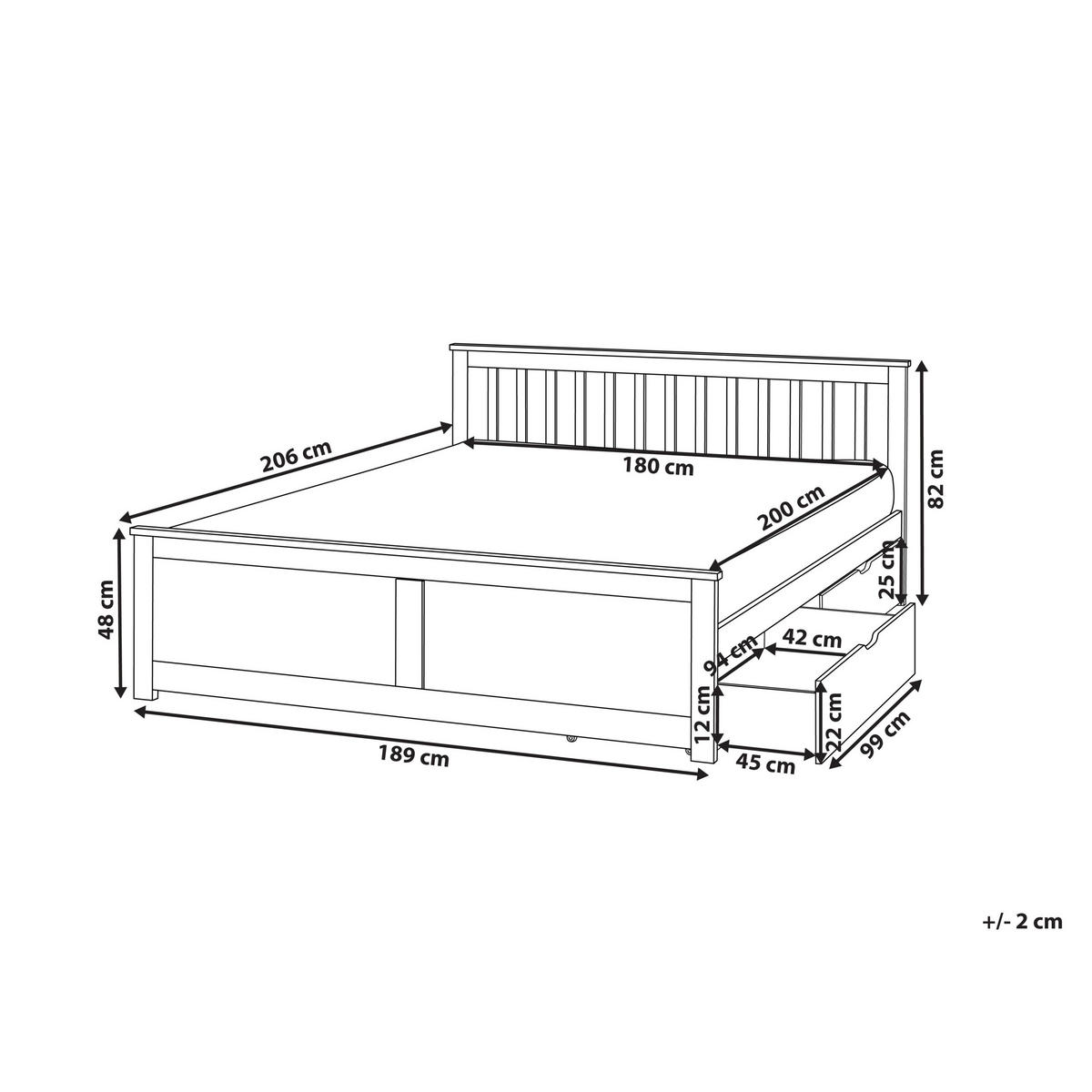 BETT mit 2 Schubladen 180/200 cm Kiefernholz Braun Olendon - Braun, Holz (180/200cm) - Beliani