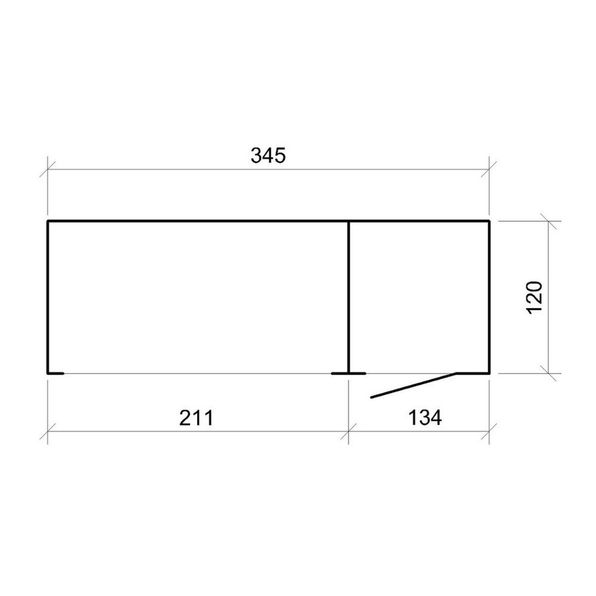 PRÍSTREŠOK na drevo s kôlňou 4,14 m² M985 - prírodná farba, drevo (120/220/345cm) - Timbela