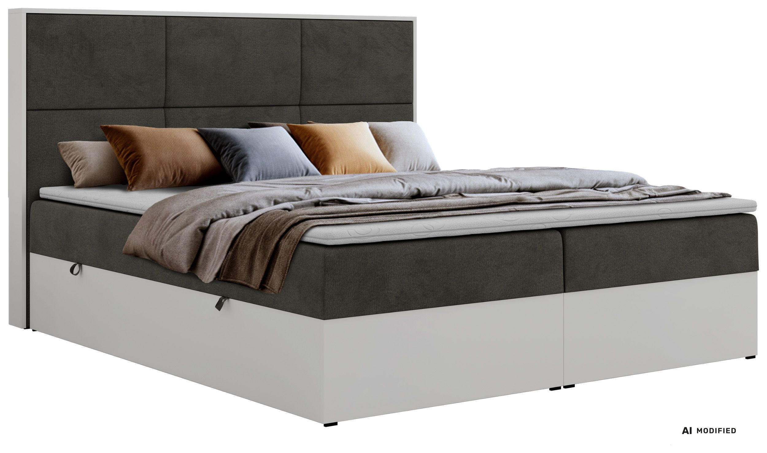 KONTINENTÁLNÍ POSTEL DELVIT 180/200 - Tmavě šedá Samet - Topper T25 - H3 - černá/tmavě šedá, textil/plast (180/200cm) - MKS