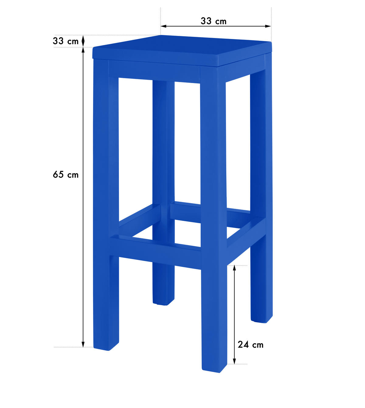 HOCKER aus massiver Kiefer, 65 cm hoch, preußischblau lackiert AXEL - Blau, Holz (33/65/33cm) - RNT By Really Nice Things