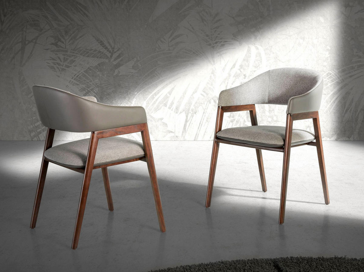 STUHL Ökolederstuhl aus grauem Stoff und dunklem Nerz 55/58/79 cm - Nussbaumfarben/Grau, Textil (55/79/58cm) - ANGEL CERDA