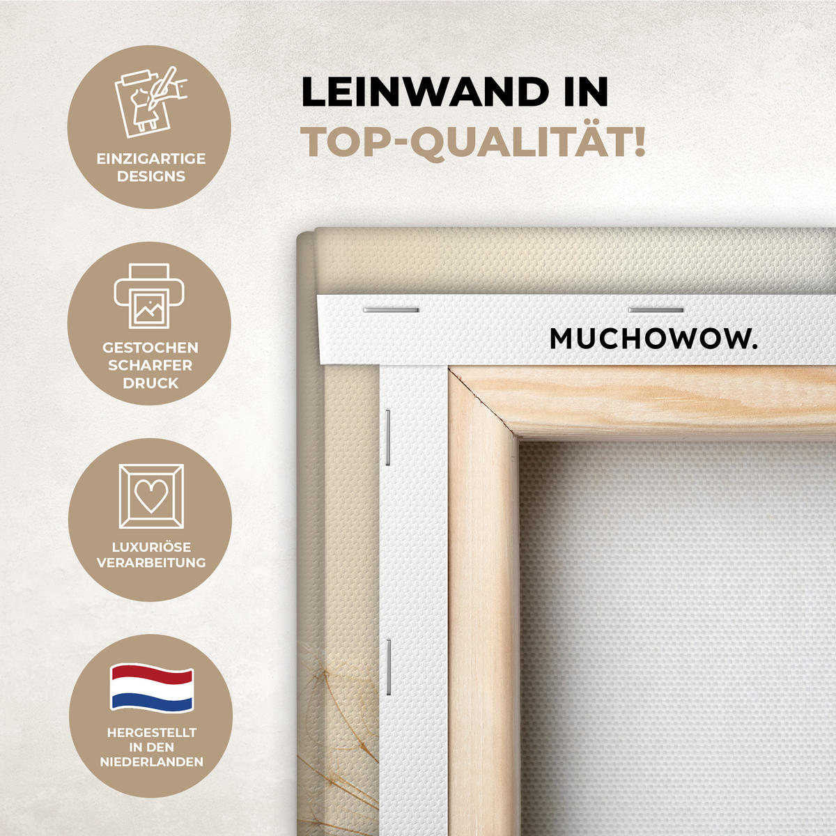 LEINWANDBILD Sonnenlicht - Löwenzahn - Botanisch - Blumen 30x40 cm - Creme, Textil (30/40cm) - MuchoWow