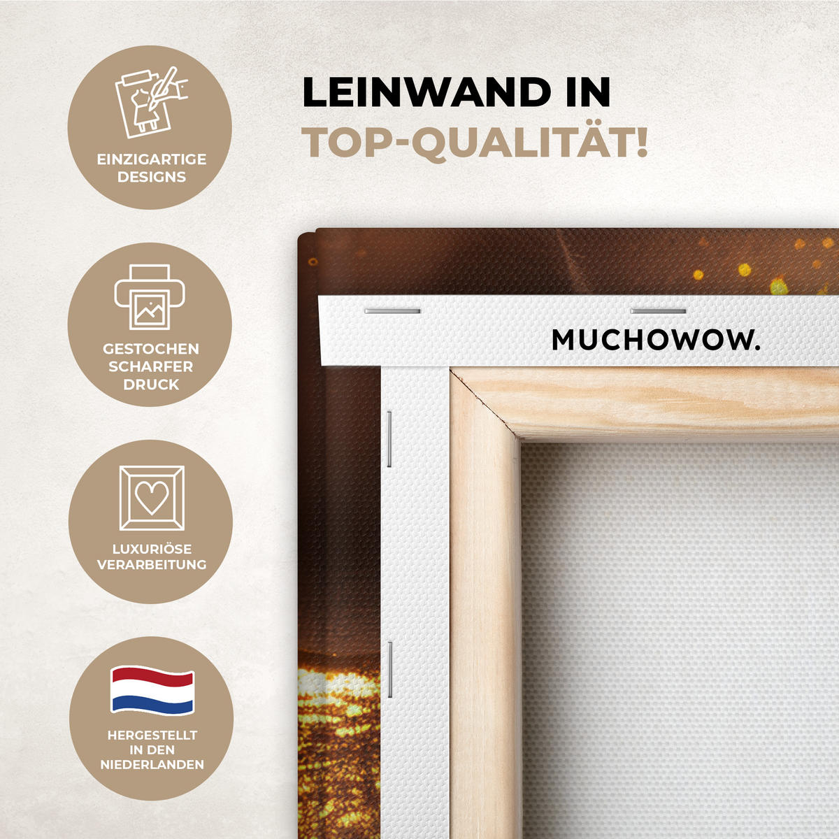LEINWANDBILD Frau - Gold - Luxus - Porträt 60x80 cm - Goldfarben, Textil (60/80cm) - MuchoWow