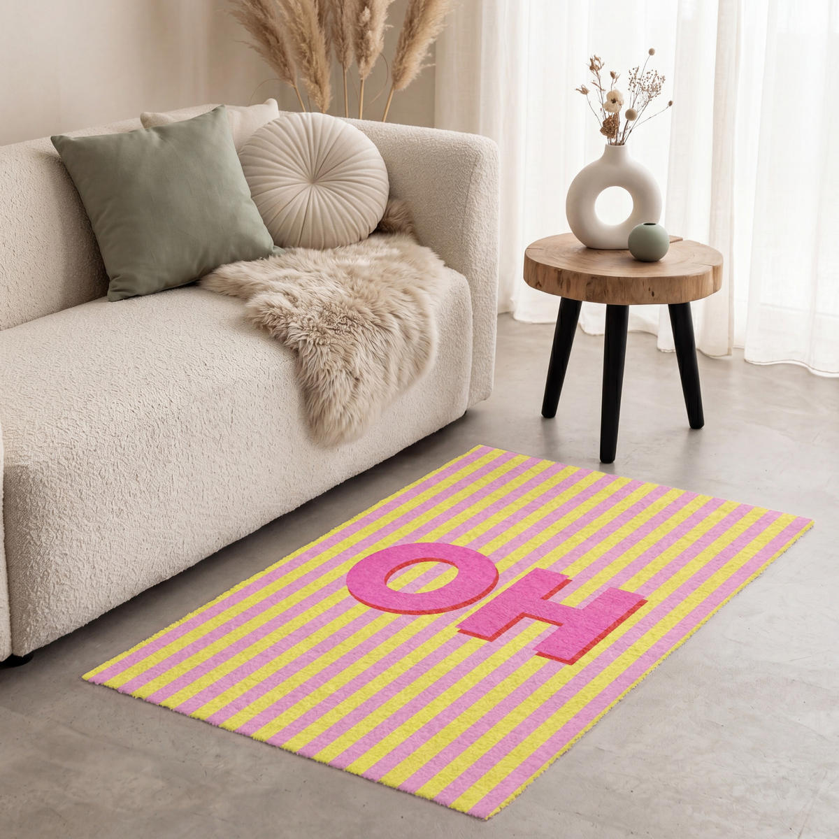 TEPPICH - Text - Streifen - Rosa - 80x120 cm - Pink, Kunststoff/Textil (80/0.4cm) - OnlyWow