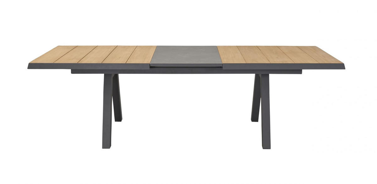 GARTENTISCH Texas 200/260x100x75cm, Teakholz, Anthrazit - Anthrazit, Holz (100/260/75cm) - dasmöbelwerk