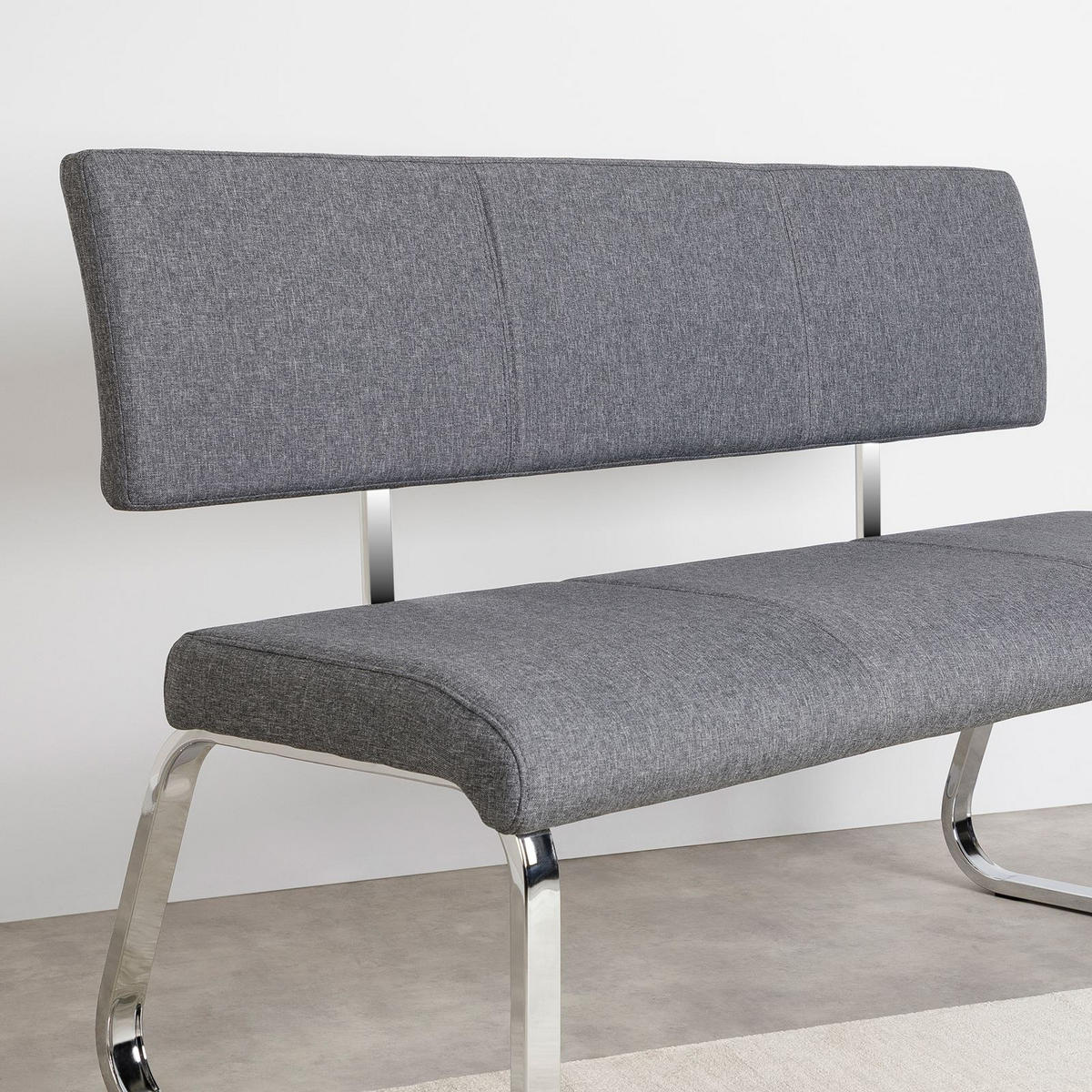 ESSZIMMERBANK VILAS - Grau, Textil/Metall (136/89/59cm) - IDIMEX