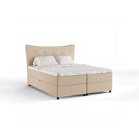 BOXBETT Nevada 160 x 200 cm Doppelbett mit hochwertiger Bonell-Matratze und Topper - beige - Beige, Holz (160/200cm) - Panda Möbel