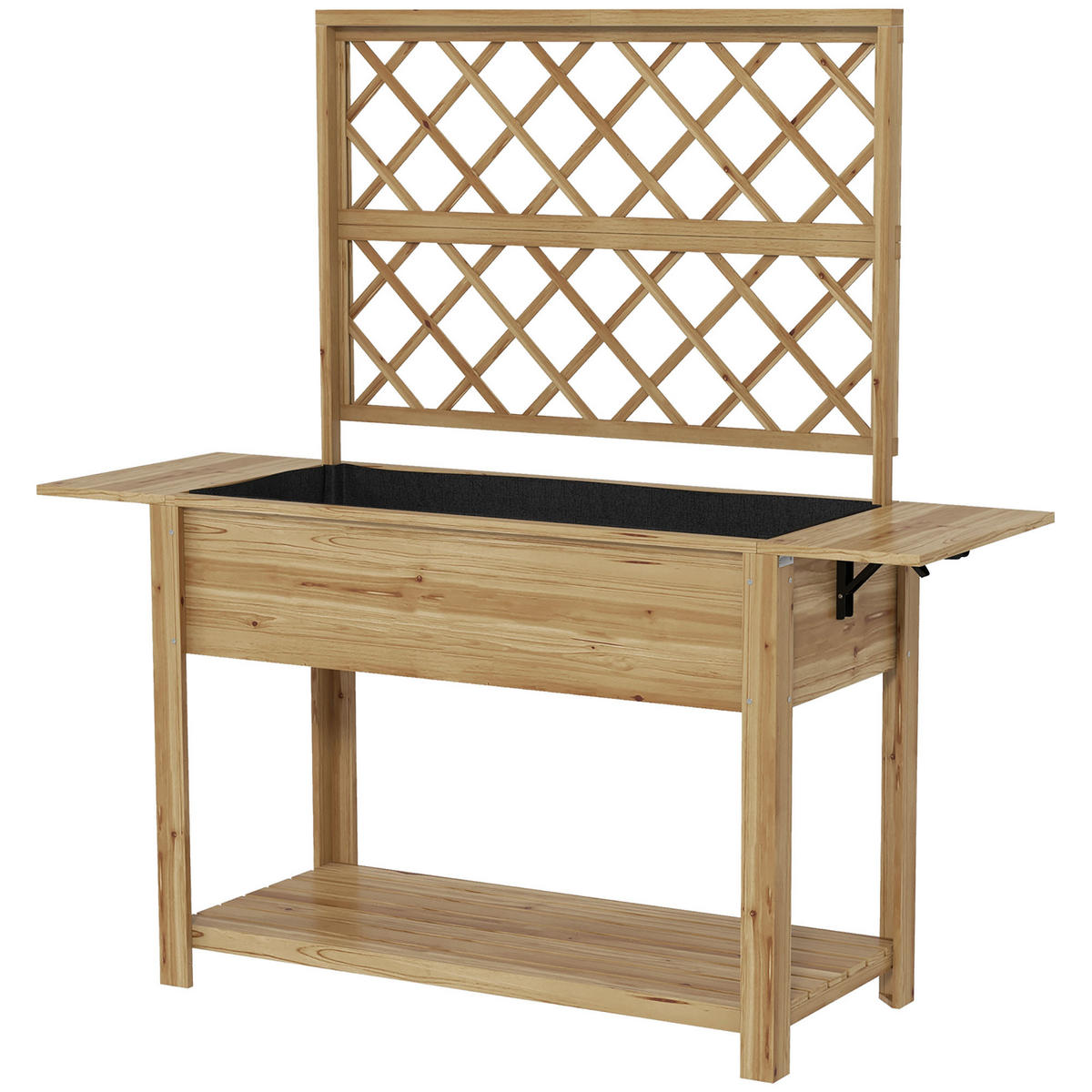 HOCHBEET DE-15996 140/45/151 cm, mit Spalier und Klapptischen Holz - Naturfarben, Holzwerkstoff (140/151/45cm) - ComfortXL