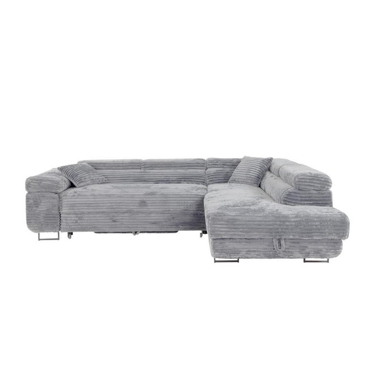 ECKSCHLAFSOFA Luis L, mit Schlaffunktion und Bettkasten – praktisch und bequem, Rechts, Grau - Schwarz/Grau, Textil (275/205cm) - AN-Moebel 4u