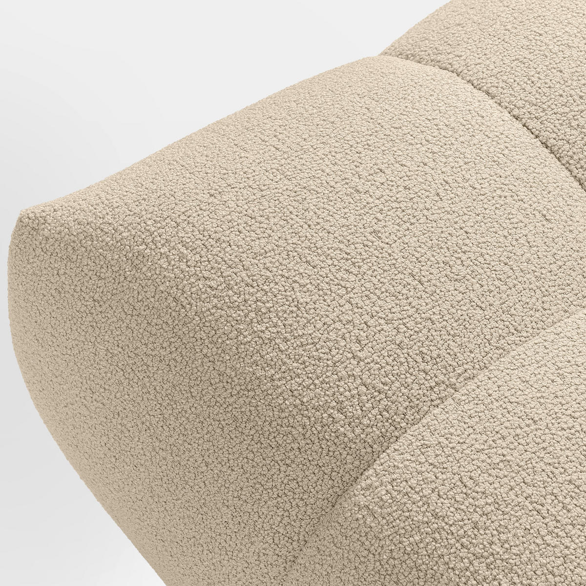 POUF VENA Bouclé, Hellbeige - Beige, Holz/Textil (65/38/65cm) - KONSIMO®