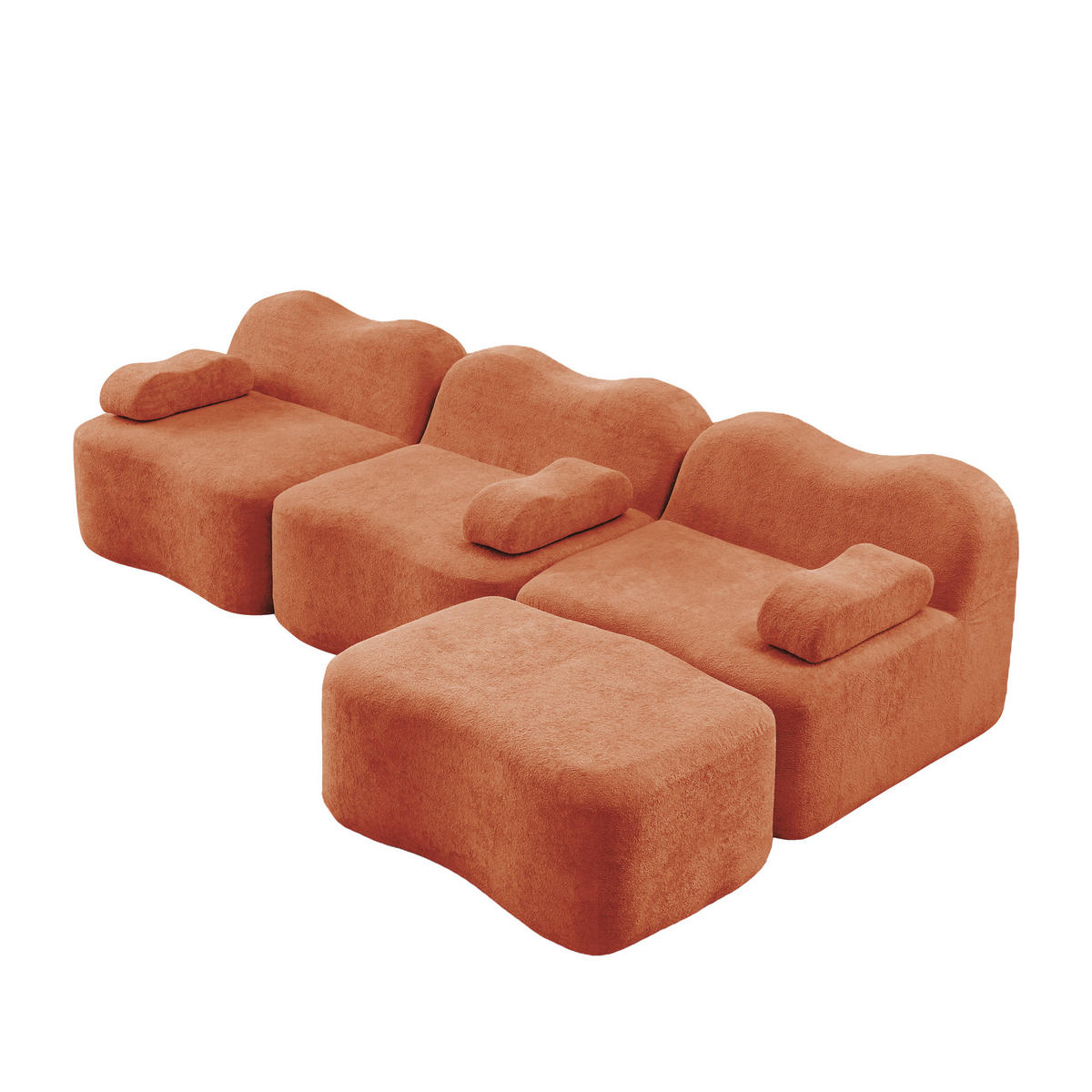 ECKSOFA 288/167/70 cm Orange mit 1 Fußhocker und bewegliches Armlehnenkissen - Orange, Textil (288/167cm) - Oxeza