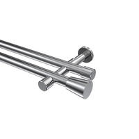 GARDINENSTANGEN-SET Prestige Sitra 200 cm, 2-läufig (ohne Ringe), 20 mm Ø Chrom - Chromfarben, Metall (200cm) - INTERDECO