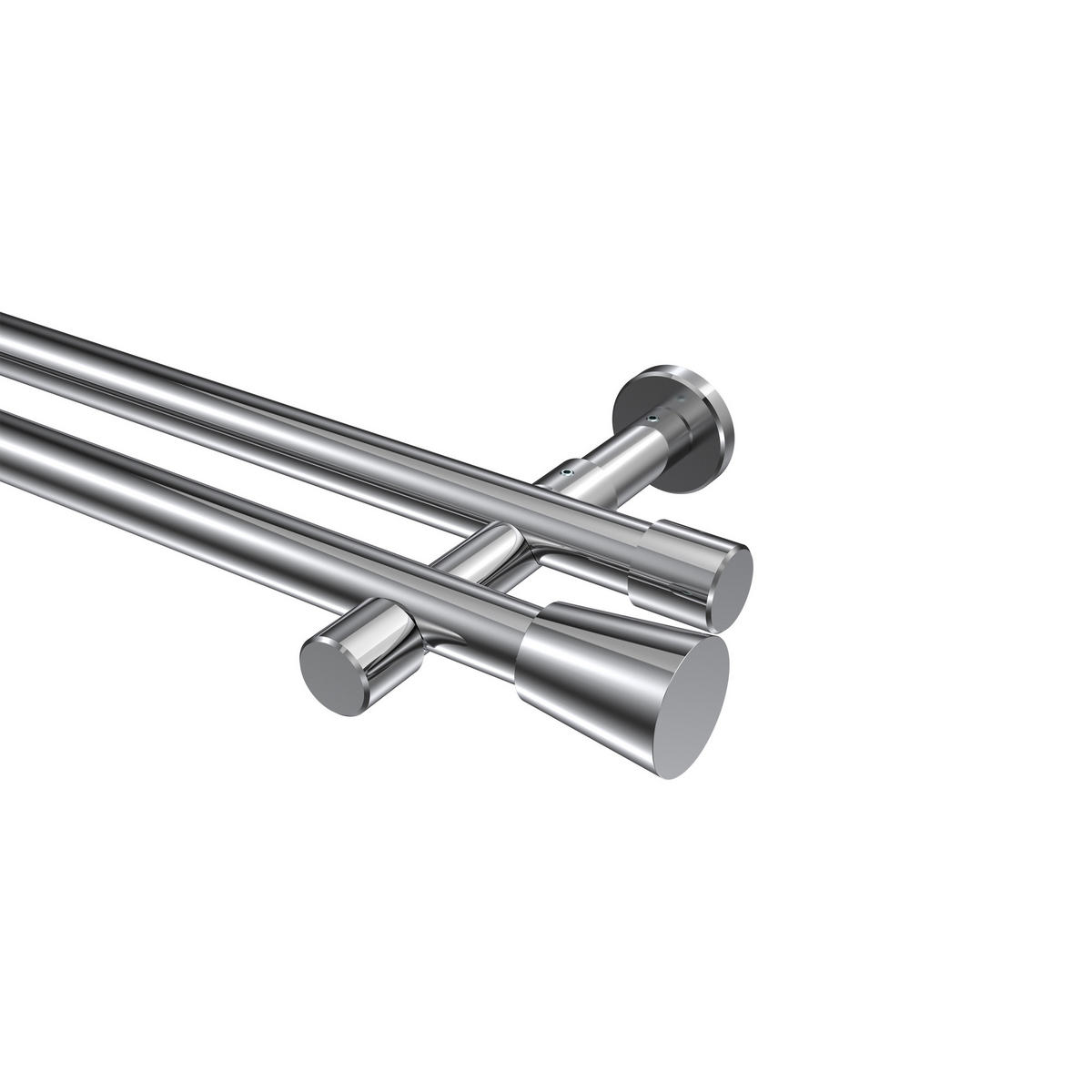 GARDINENSTANGEN-SET Prestige Sitra 200 cm, 2-läufig (ohne Ringe), 20 mm Ø Chrom - Chromfarben, Metall (200cm) - INTERDECO