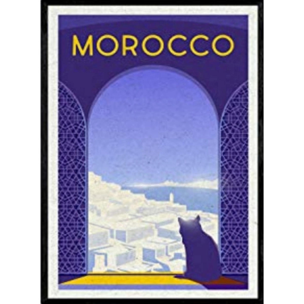 POSTER Marokko Stadtfarben A4 Schwarzer Rahmen - Schwarz, Papier (29.7/5/21cm) - Nacnic