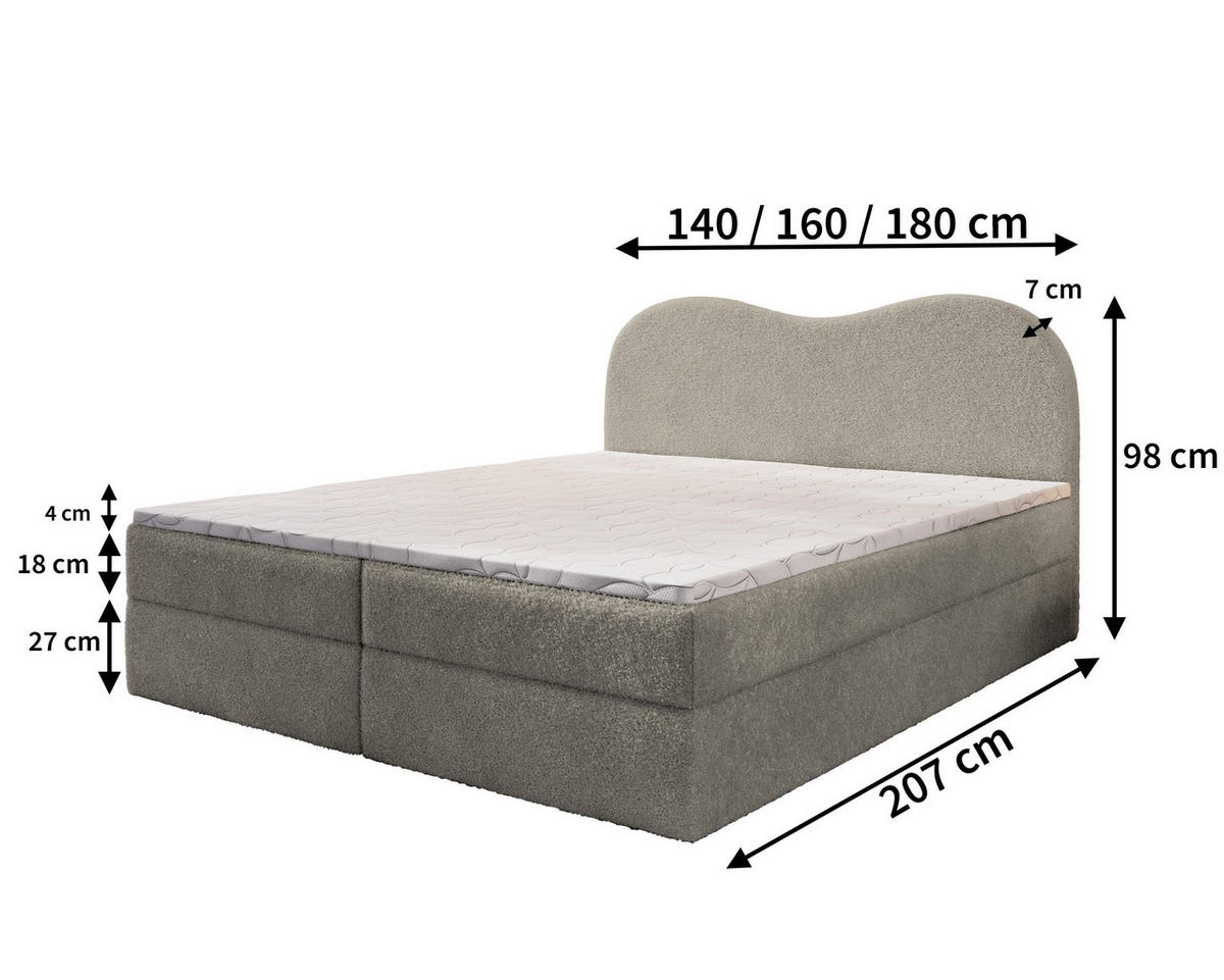 BOXBETT FLUVIA N 140x200 cm mit Matratze und Topper - Orange - Orange, Holz (140/200cm) - MASSENO