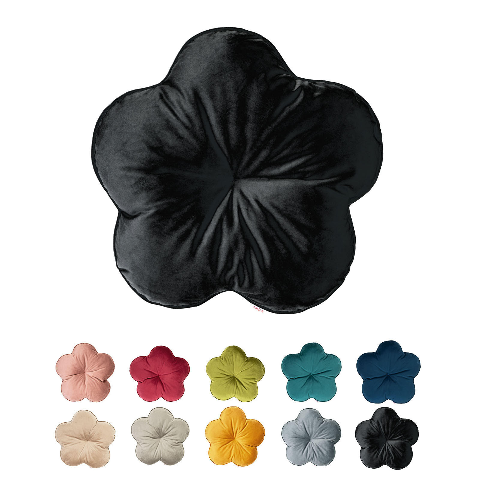 KISSEN-BLUME Samt&Sonders schwarz 50 cm Ø - Schwarz, Textil (50cm) - beties Heimtextil