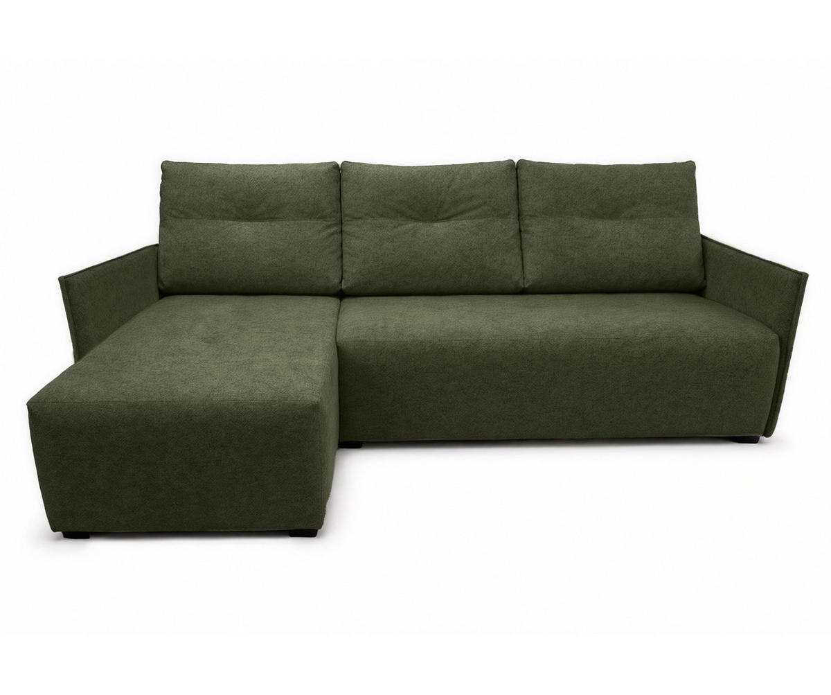 ECKSOFA L Form Damascus Grün 212/143/88 cm Links mit Schlaffunktion - Schwarz/Grün, Kunststoff/Textil (143/212cm) - AX Living