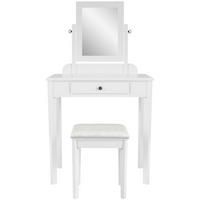SCHMINKTISCH-SET LSpiegel Hocker 73x42x130cm Holz Weiß Kosmetiktisch-Set - Weiß, Holz (73/130/42cm) - DELUKE