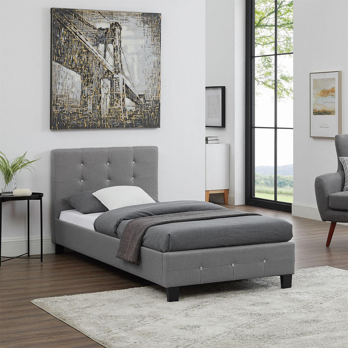 POLSTERBETT DELAWARE 90X200 CM - Grau, Textil (90/200cm) - CARO-Möbel
