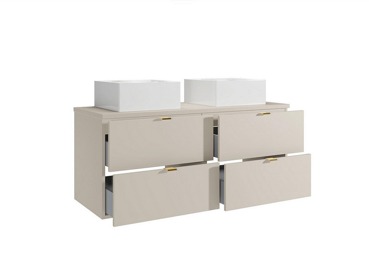 DOPPELWASCHTISCH - 120 cm x 46 cm - Holz, Platte - Beige - LAVENA - Beige, Holz (120/50/46cm) - Vente-Unique