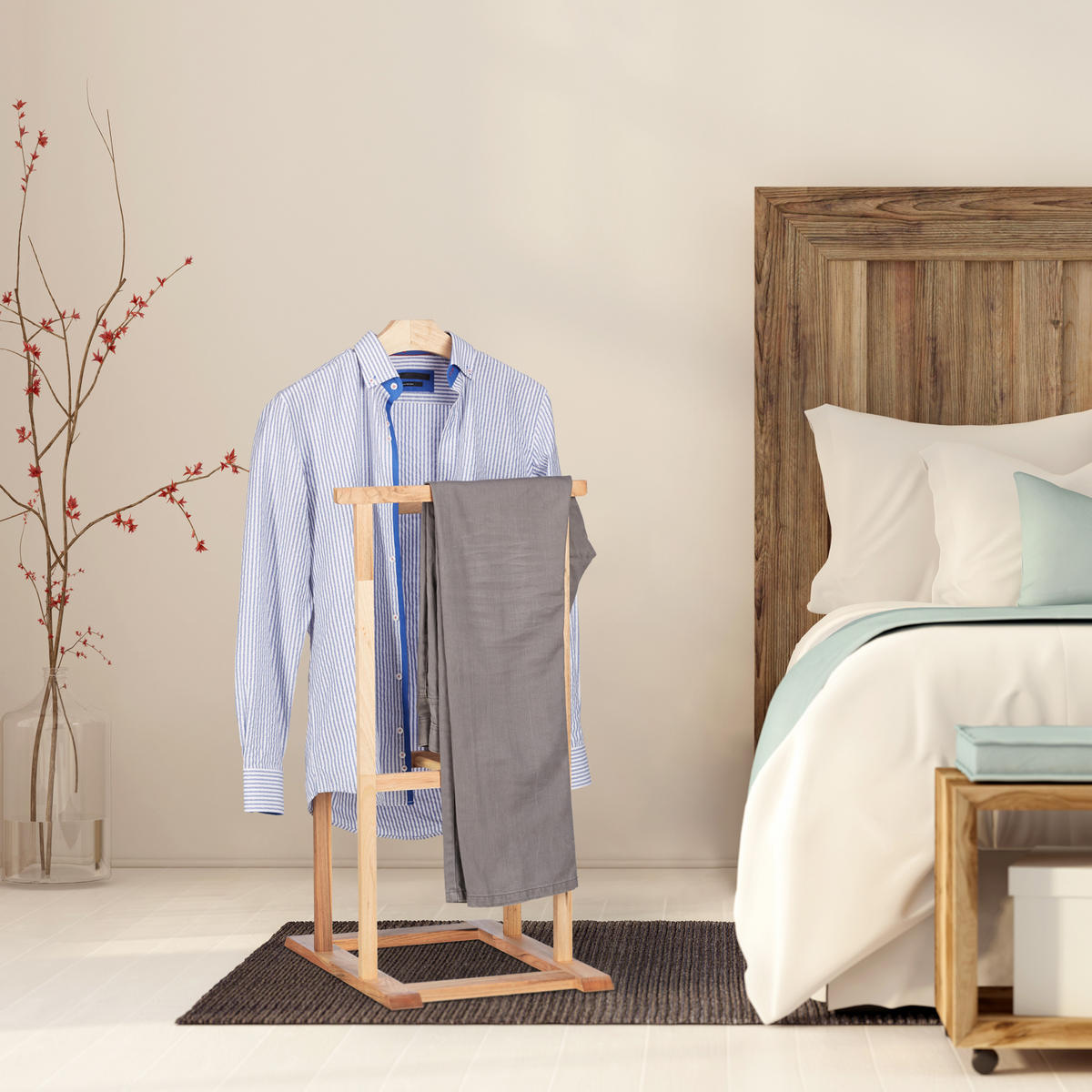 OBSLUŽNÝ stojan - světle hnědá, dřevo (47/102/50cm) - Relaxdays