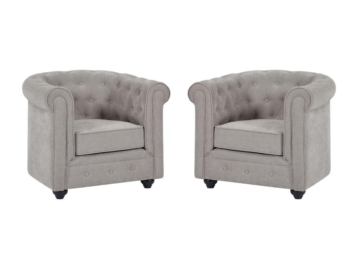 2ER-SET Sessel - Stoff - Grau - CHESTERFIELD - Grau, Textil (78/72/82cm) - Vente-Unique