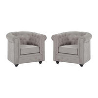 2ER-SET Sessel - Stoff - Grau - CHESTERFIELD - Grau, Textil (78/72/82cm) - Vente-Unique