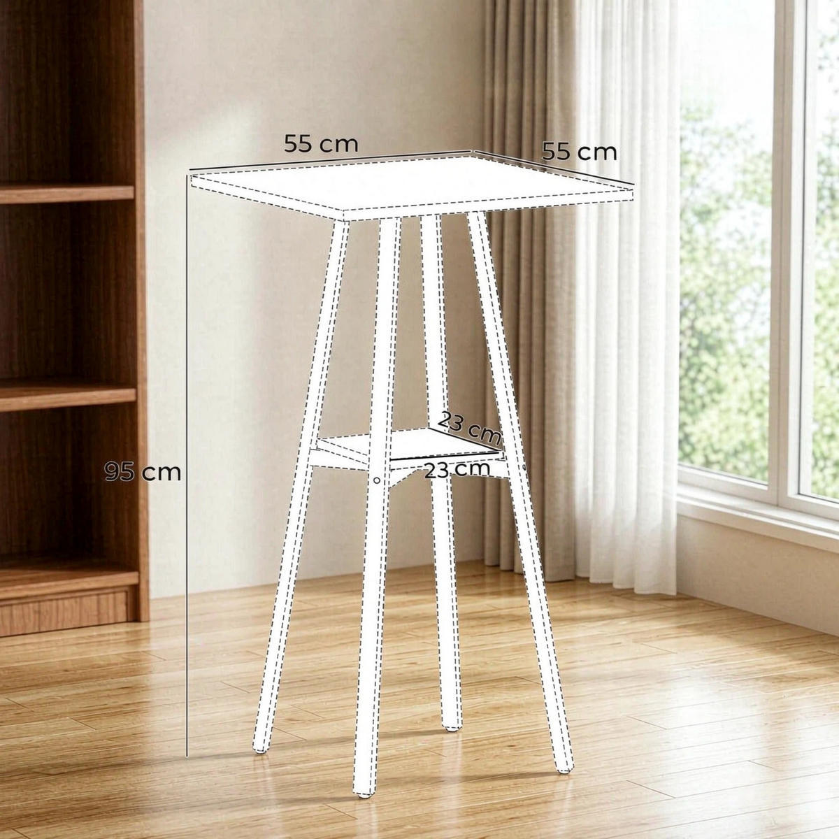 BARTISCH 55/55/95 cm mit Ablagefach DE-39953 Natur+Weiß - Eichefarben, Holzwerkstoff (55/55/95cm) - ComfortXL