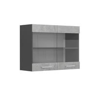 KÜCHENGLASHÄNGESCHRANK R-Line Beton 80 cm - Schieferfarben/Anthrazit, Holzwerkstoff (80/60/31cm) - Vicco