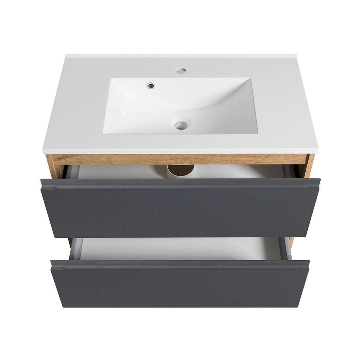 BADMÖBEL-SET Vasto-03 - Grau, Holzwerkstoff (80/200/47cm) - Lomado