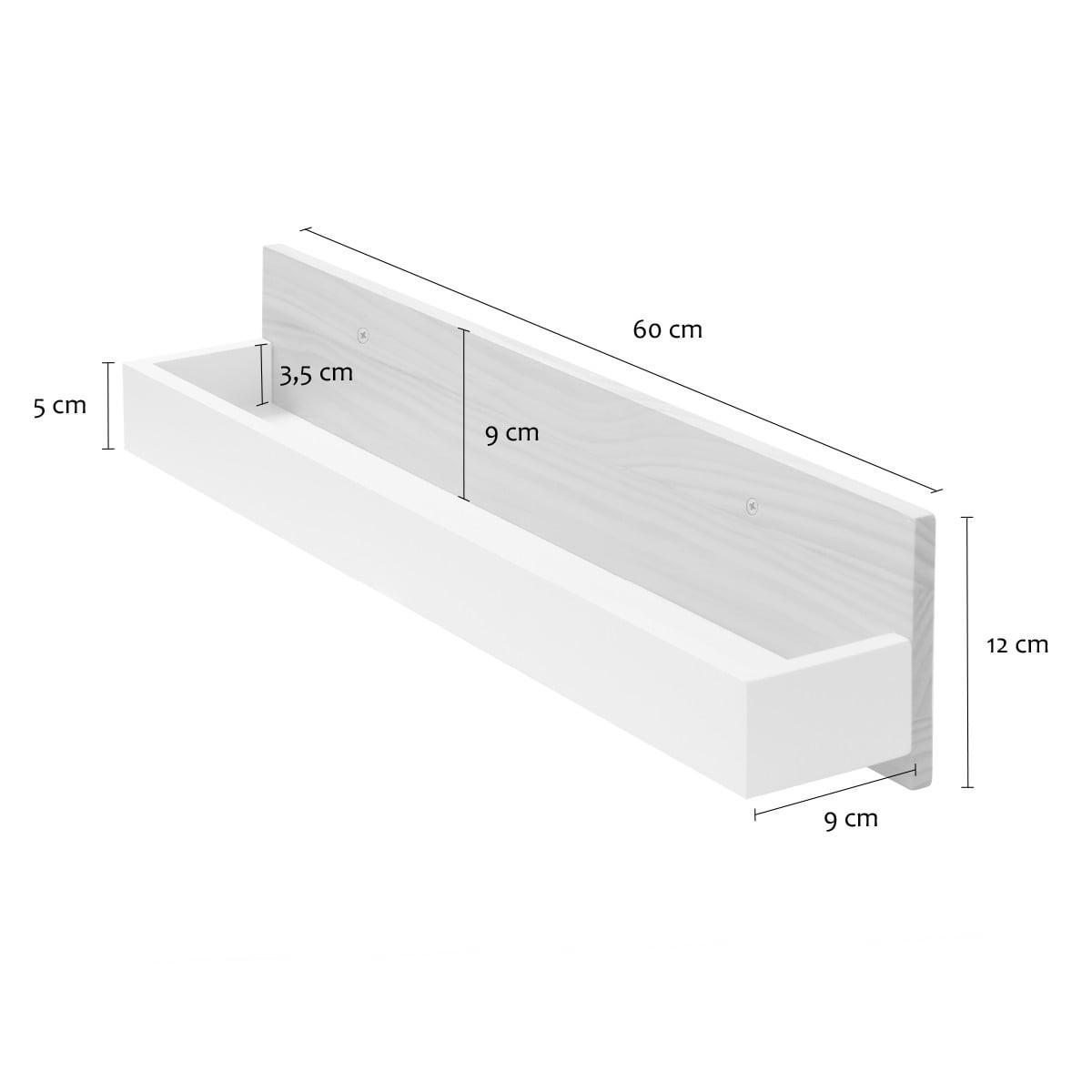 WANDREGAL in Weiß- und Holzoptik 10/12/60 cm - Weiß, Holzwerkstoff (10/12/15cm) - Calicosy
