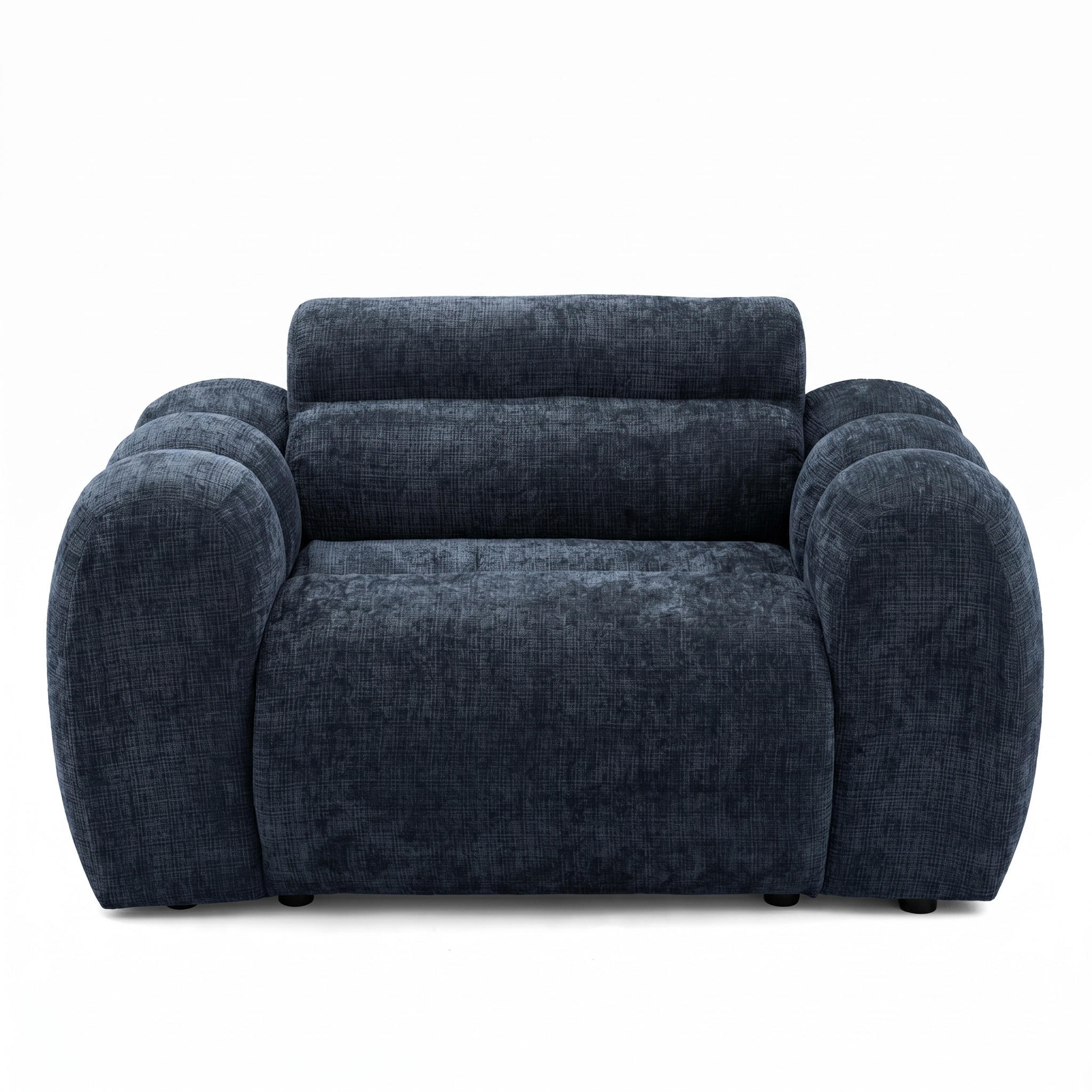 SESSEL VEER, Breite 131 cm Chenille Webstoff Marine - Schwarz/Dunkelblau, Holz/Kunststoff (131/75/92cm) - Muffo