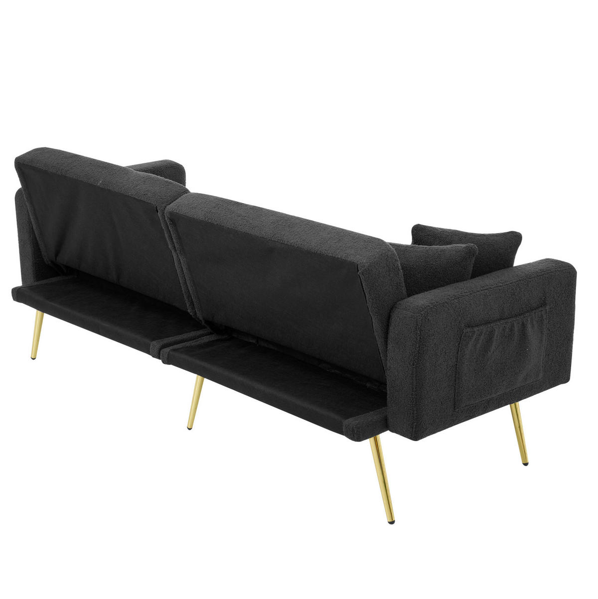 SCHLAFSOFA aus Lammwollstoff 175x64x72 cm Antikgrau mit verstellbarer Rückenlehne und Bettfunktion - Dunkelgrau, Kunststoff (64/72/175cm) - Modfu
