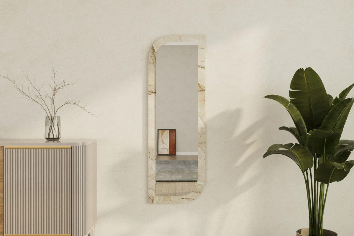 WANDSPIEGEL 120x40cm Granit Optik Designspiegel - Grau, Glas (120/40/2cm) - Ibonto