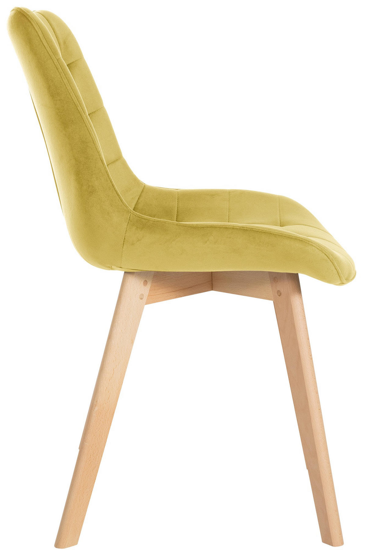 STUHL 2er Set Samt gelb - Eukalyptusholzfarben/Gelb, Holz/Textil (54/84/63cm) - CLP