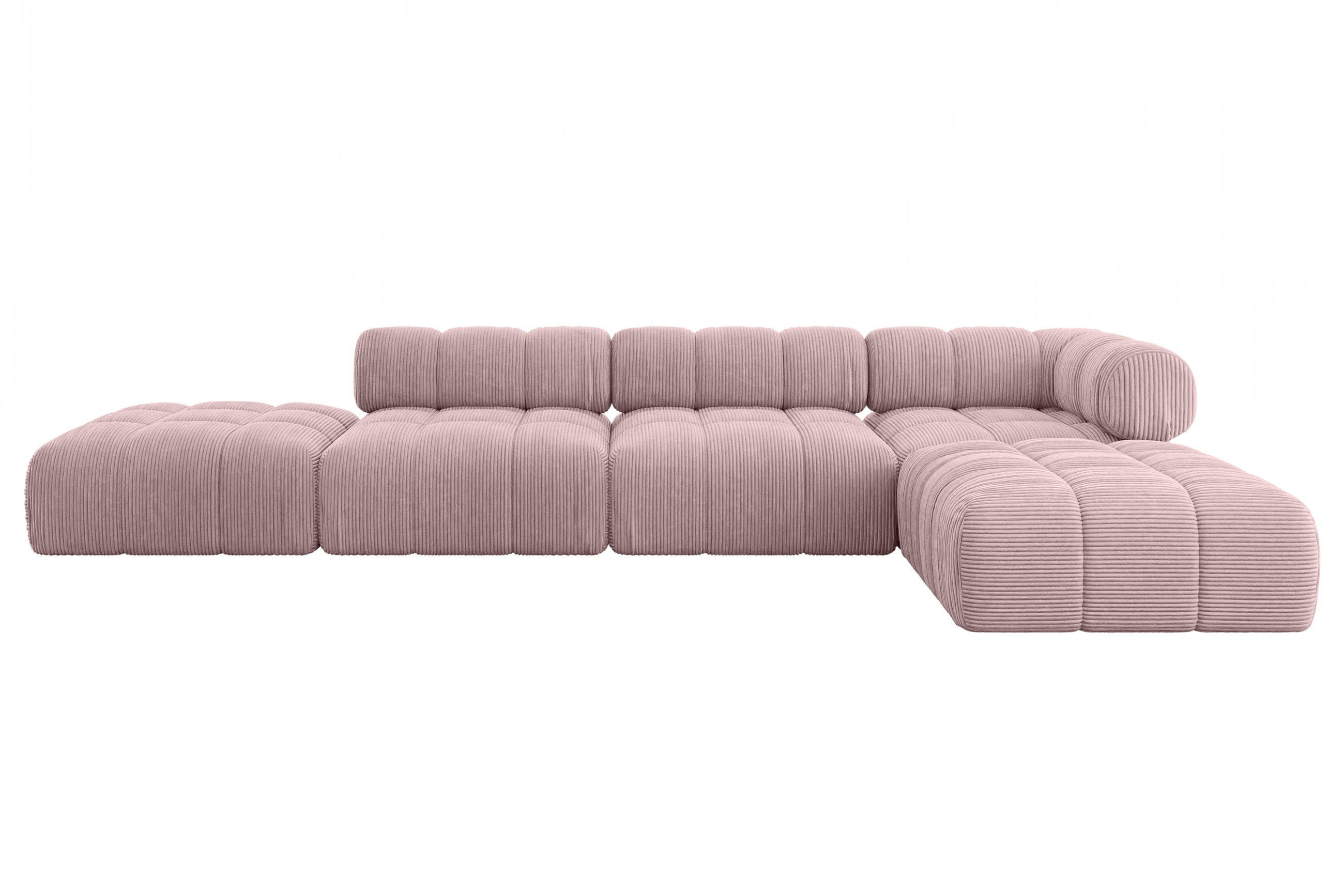 ECKSOFA modulares Sofa Kerru-L2 - 380x190x70 cm Rosa Cord - Rosa, Holzwerkstoff/Textil (380/190cm) - ALTDECOR
